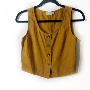 Everlane Women’s Linen Button Crop Top Sz 0